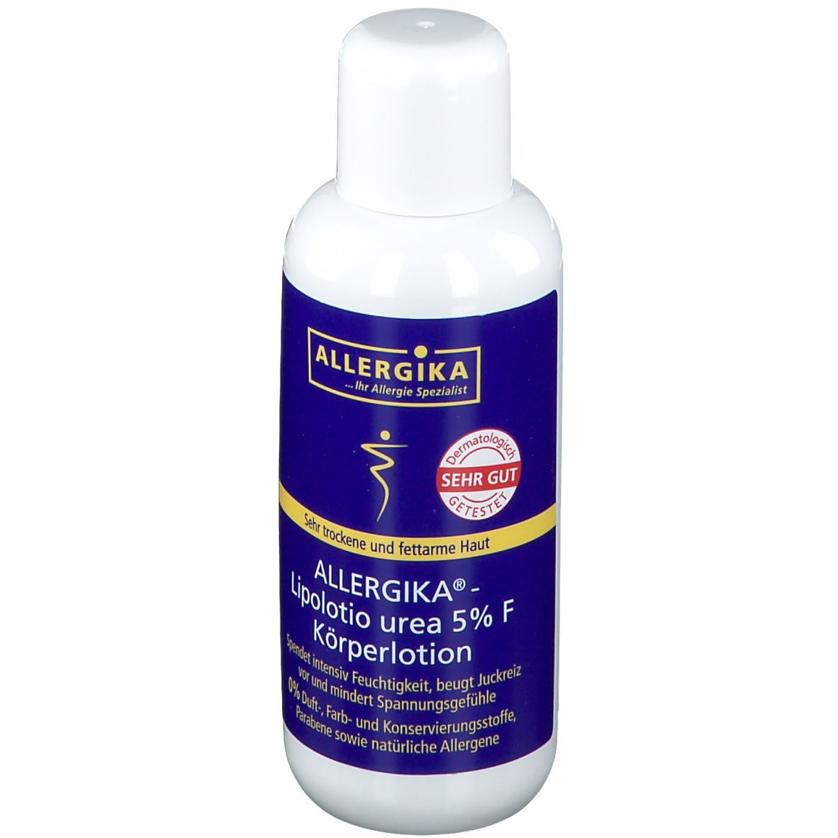 ALLERGIKA® Lipolotio Urea 5% F - Feuchtigkeitsspendende, rückfettende Körperpflege bei sehr trockener, gespannter und schuppiger Haut, Xerosis oder Diabetes