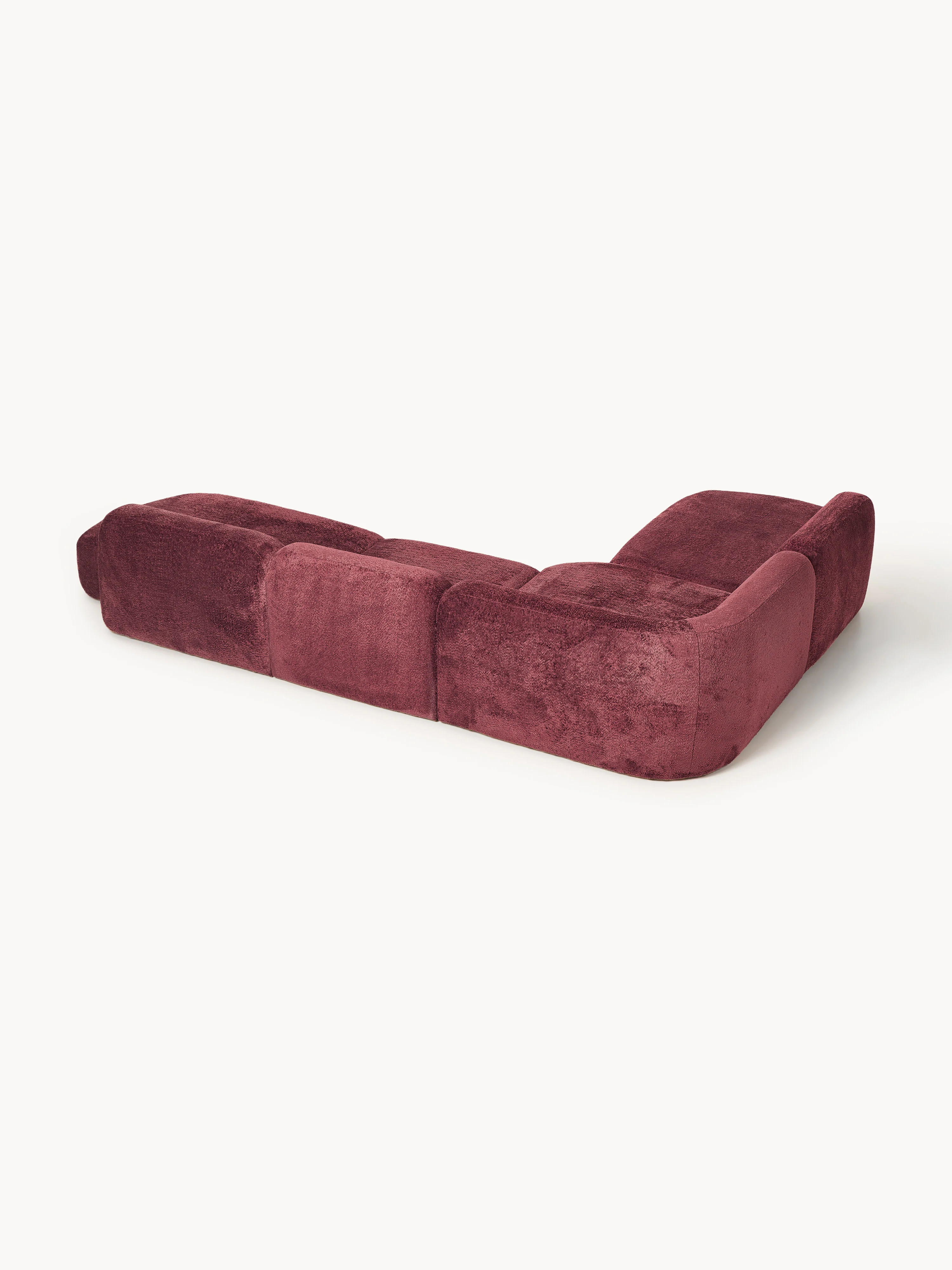 XL modulaire teddy bouclé hoekbank Wolke (4-zits) met chaise longue