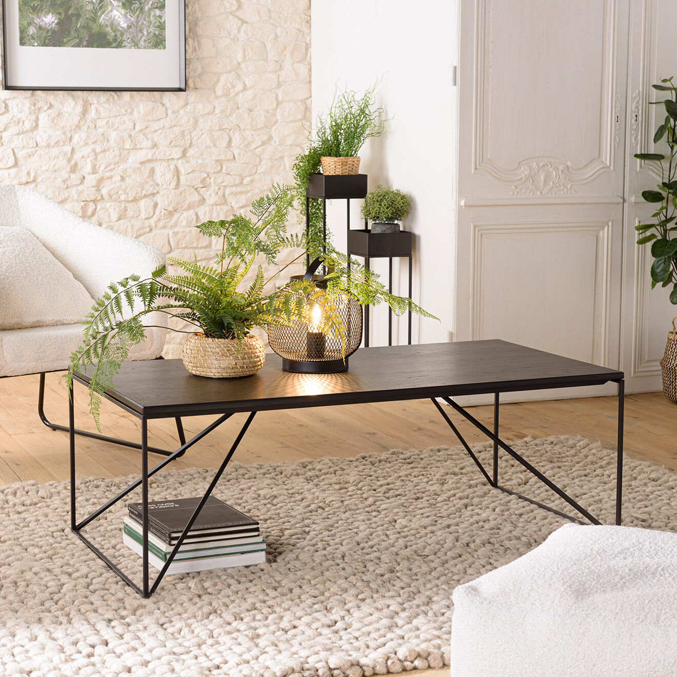 Macabane Table basse rectangulaire Daly noire - 120x60 cm