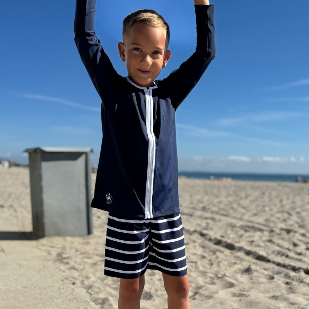 Køb Petit Crabe Blue Basic Lynlås Uv-Swim Bluse L/S