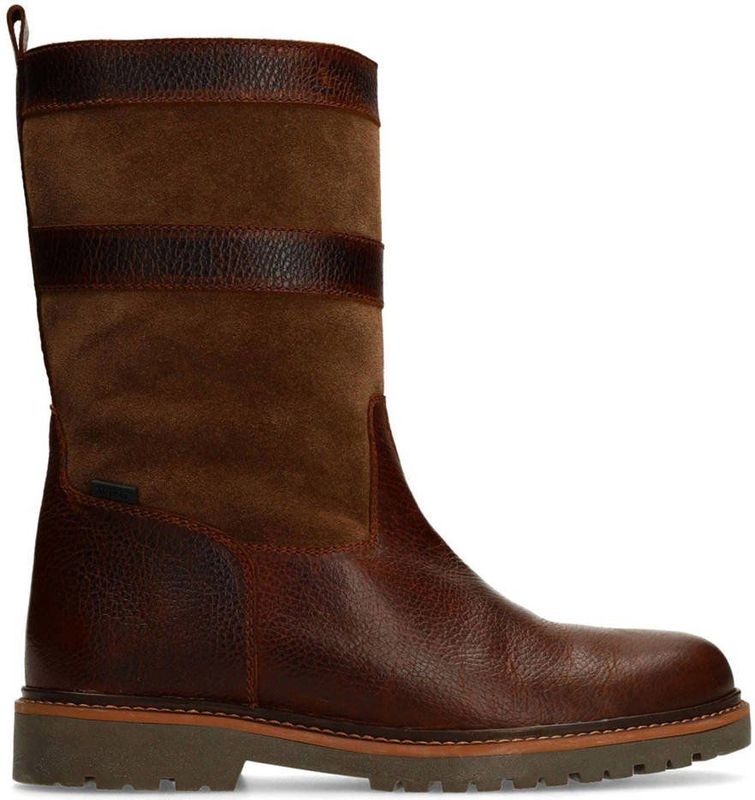 Manfield - Cognac - Leren Boots - Veterboots