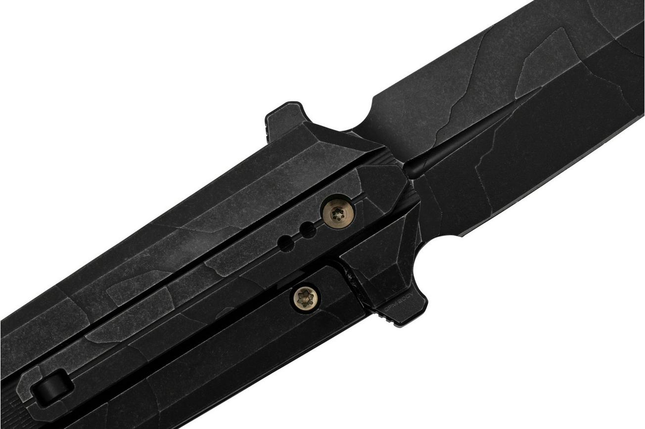 WE Knife Diatomic WE22032-4 Etched Black Titanium, Etched Blackwashed Single Edge zakmes