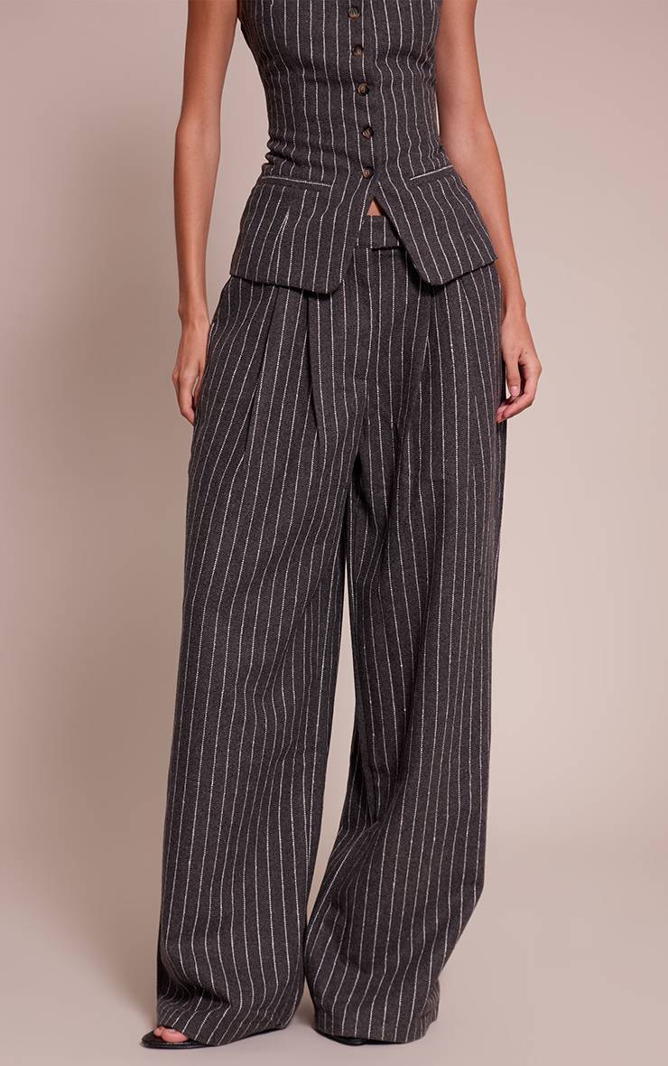 Charbon Pantalon Droit Tissé Brossé