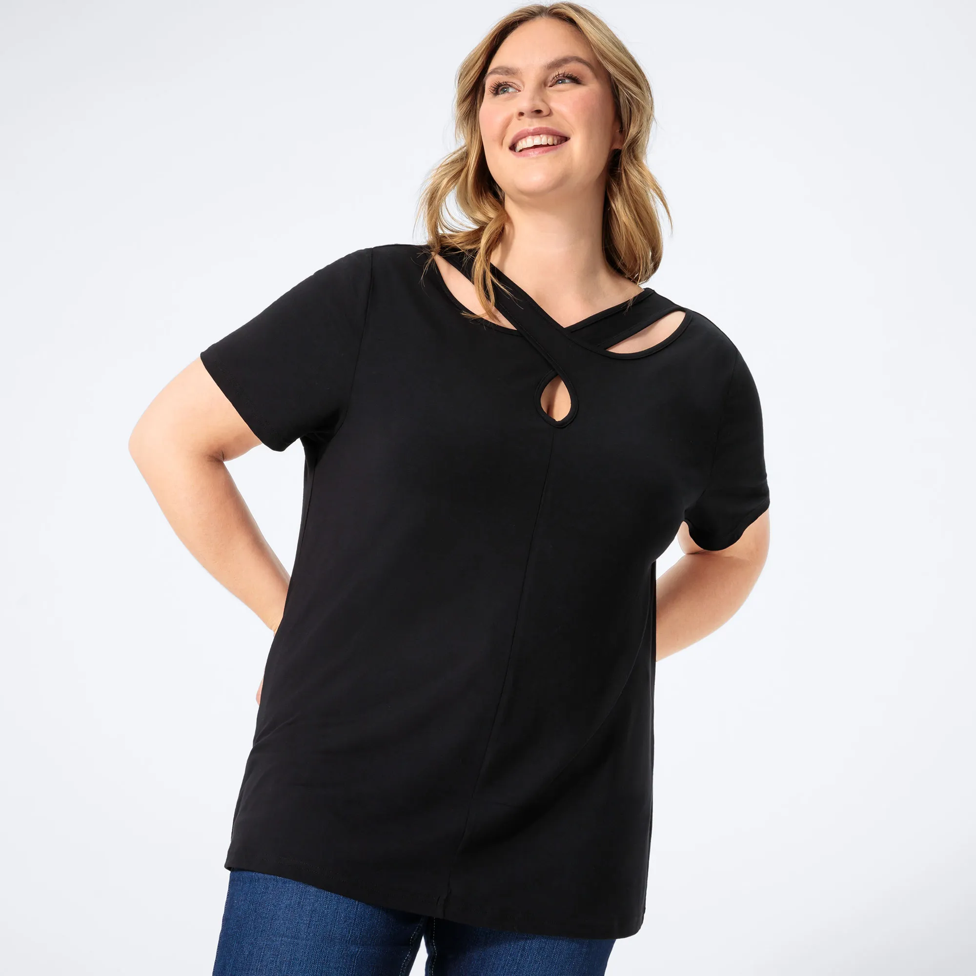 Damen-Shirt mit Cut-Out-Effekt, große Größen