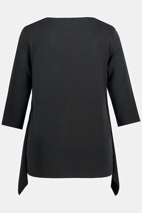 Shirt, Drapierung, Zipfelsaum, Rundhals, 3/4-Arm