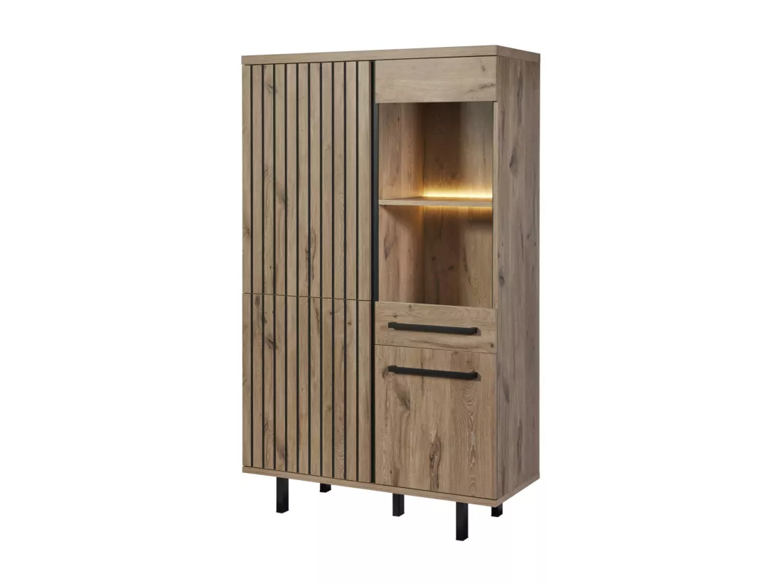 Argentier 4 portes avec LEDS Chêne/Métal - GAND