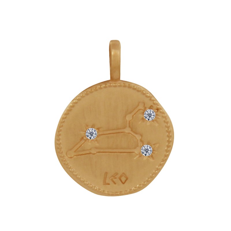Pendentif Plaqué Or Constellation Lion et Strass
