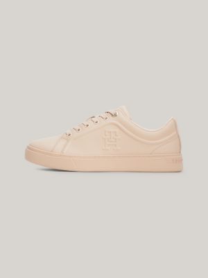 Tênis casuais de couro com monograma e sola cupsole