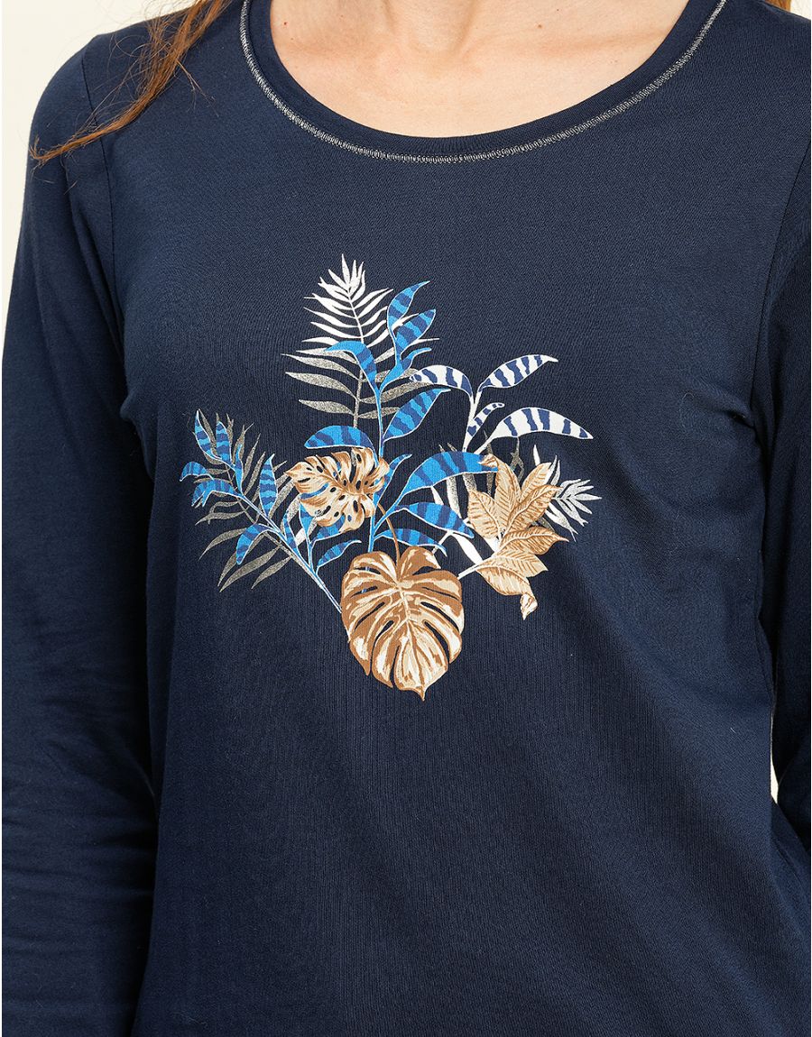 T-shirt col rond marine