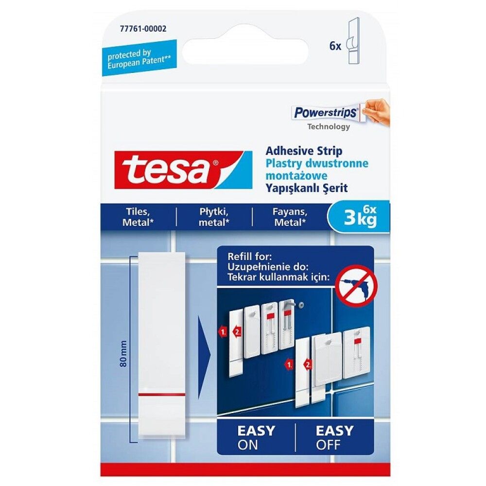 MONTERINGSTAPE TESA SELVKLEBENDE STRIMLER 3KG 6STK