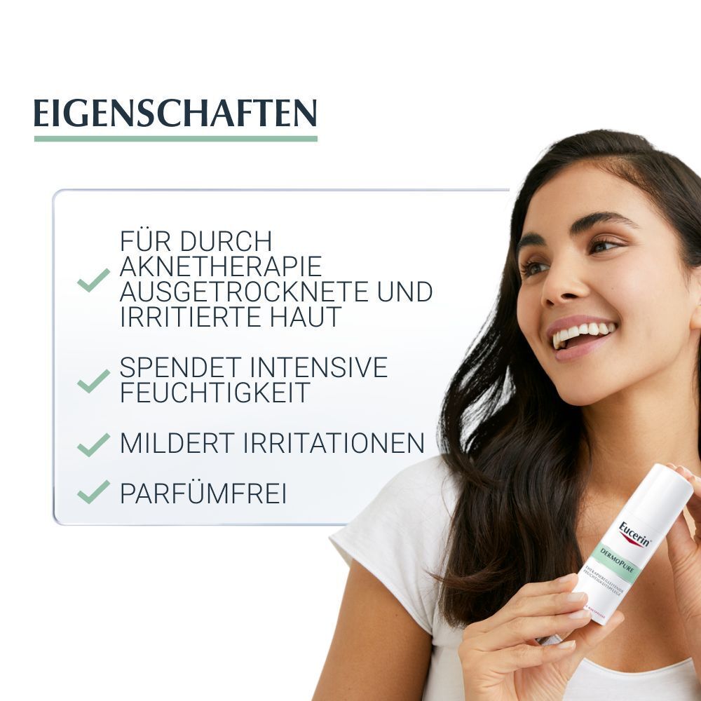 Eucerin® DermoPure Therapiebegleitende Feuchtigkeitspflege – feuchtigkeitsspendende Creme für ausgetrocknete und irritierte Haut