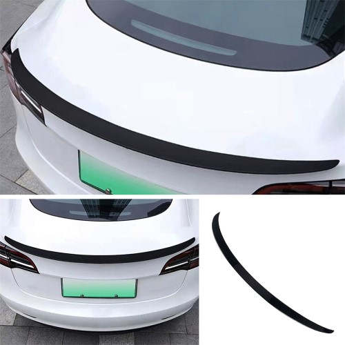 Tesla Model 3 (17-22) Auto Heck Spoiler Selbstklebender KFZ Deko Flügel Carbon Look - Schwarz