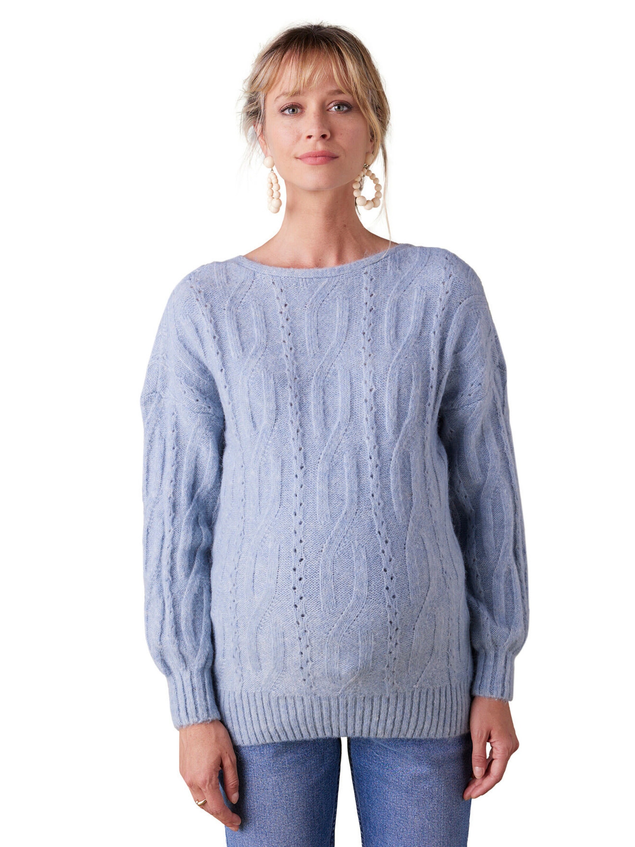 Envie de Fraise Wende-Pullover mit Alpaka für Schwangerschaft und Stillzeit eisblau