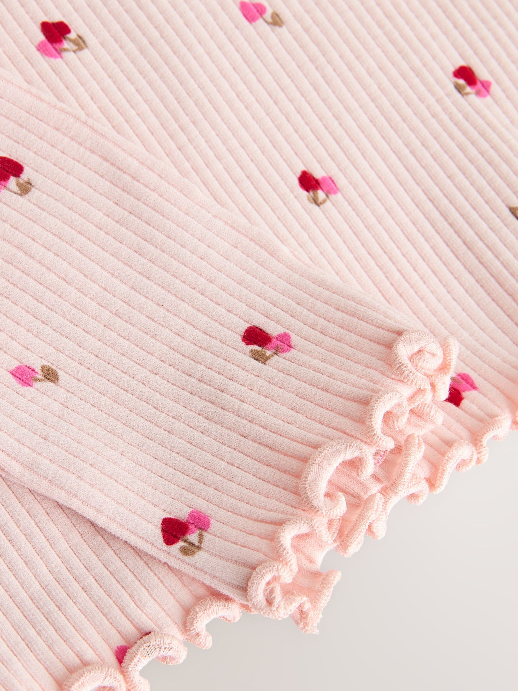 Roze kersenharten - Geribbeld T-shirt met lange mouwen (3mnd-7jr)