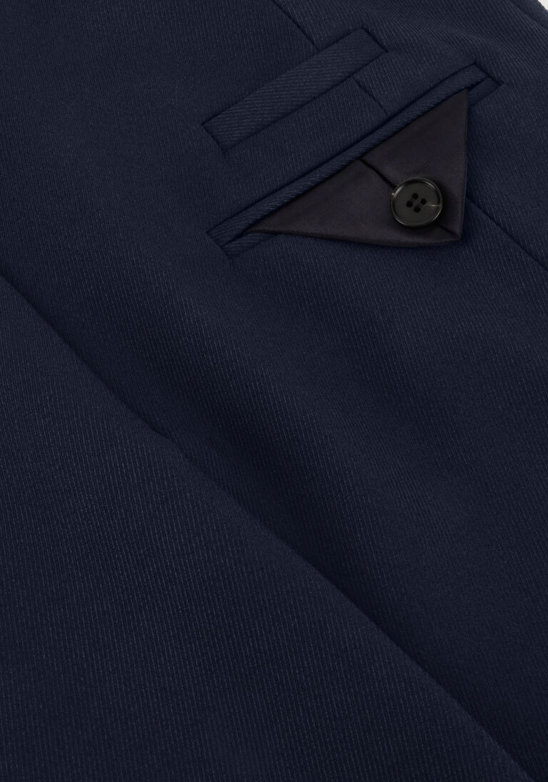 donkerblauwe haute l'amitié gilet premiere box waistcoat