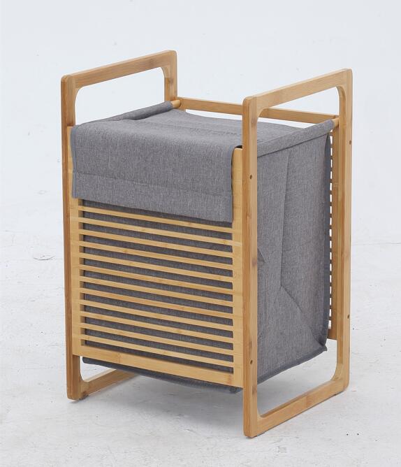 HOMCOM Wäschekorb mit Deckel natur, grau 40B x 35T x 60,5H cm