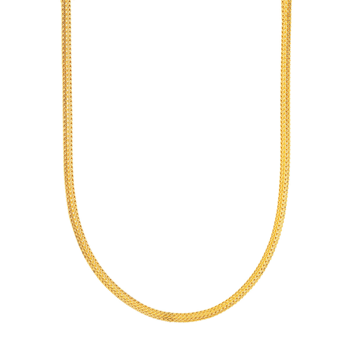Collier or 750 jaune association de maille palmier 45 cm