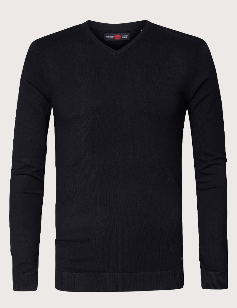 PETROL IND PULL HOMME EN MAILLE COL V NOIR