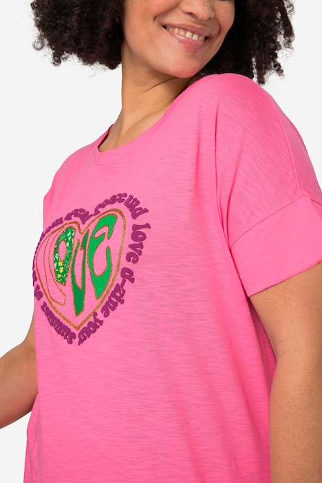 T-Shirt, oversized, LOVE Motiv, Halbarm