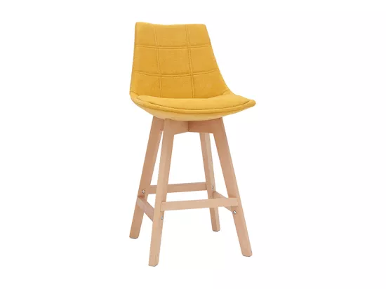 Tabourets de bar scandinaves tissu effet velours jaune moutarde 65 cm (lot de 2) MATILDE