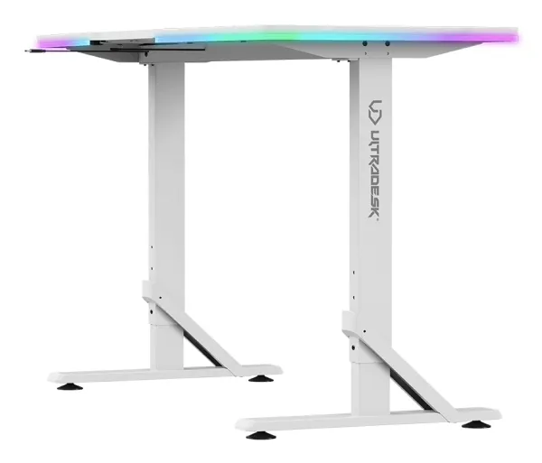 ULTRADESK IRON Hvidt spillebord, 132,5x60,5 cm, 71-81 cm, mekanisk justerbar højde