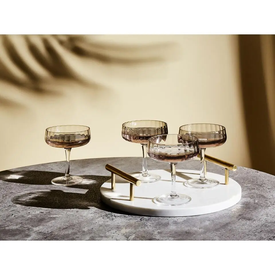 QUARTZ - Champagnecoupe set van 4 - Grijs - Glas