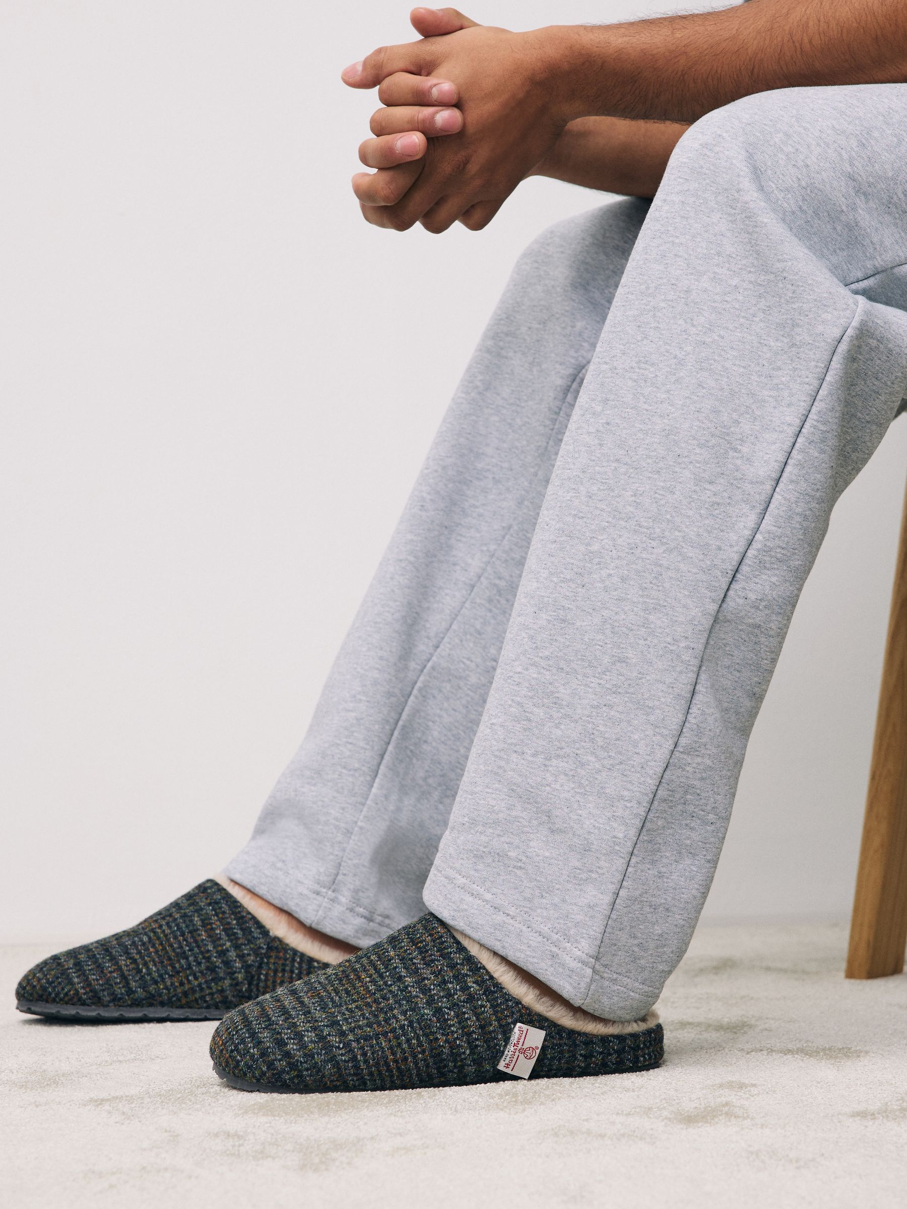 Marineblauw - Signature Harris Tweed Mule Slippers