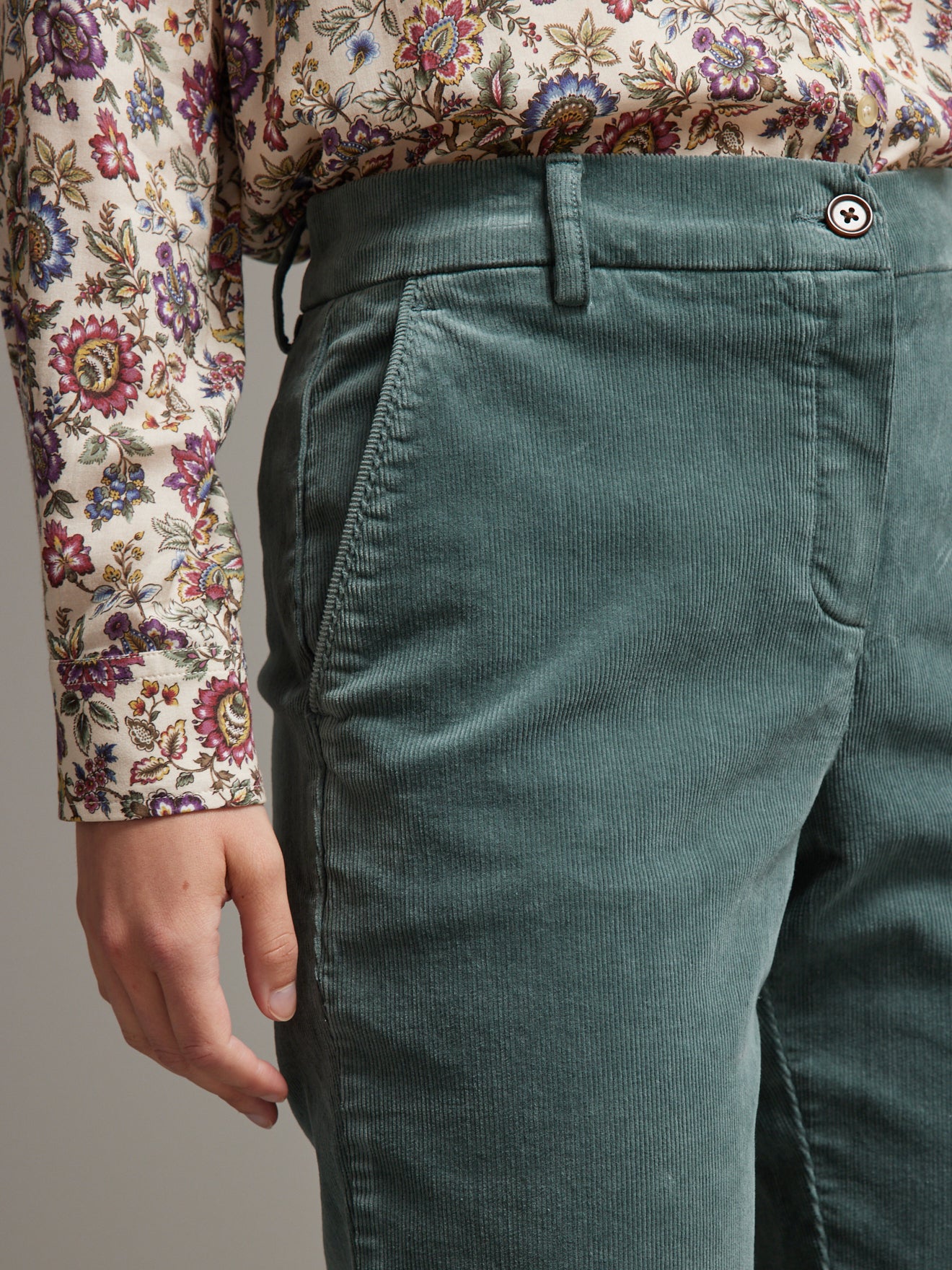 Pantalon chino velours milleraies femme Jade