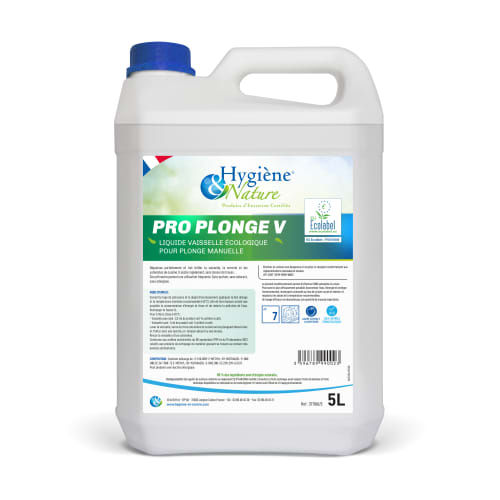 Liquide vaisselle plonge manuelle Ecolabel Hygiène et Nature Pro Plonge V bidon de 5L