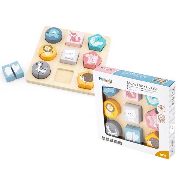 Viga Puzzle de Blocos de Formas Animais Selvagens