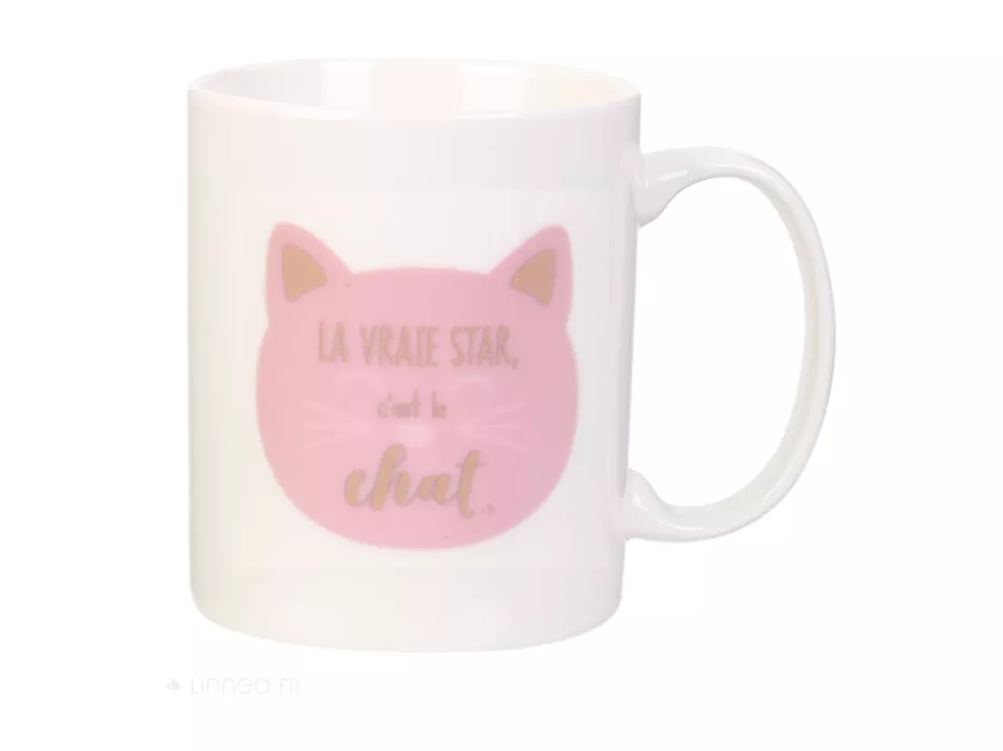 Mug thermo réactif en céramique collection CAT 30cl chat blanc