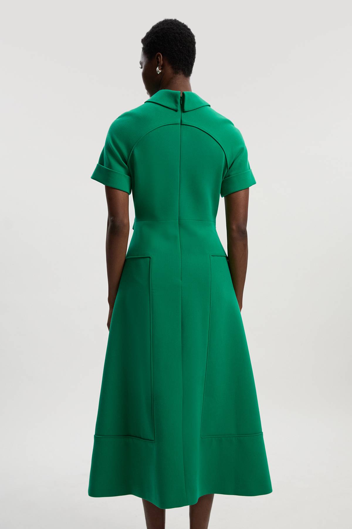 KarenMillen Robe Midi Évasée à Détail Patte Extensible Compacte