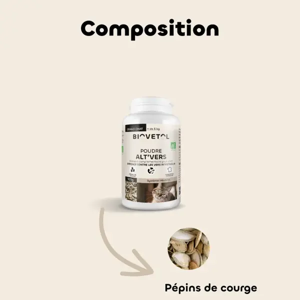 Biovetol - Alimento para o Bem-Estar - Alt'vers em Pó Orgânico para Gatos Grandes (acima de 5kg) - 100g