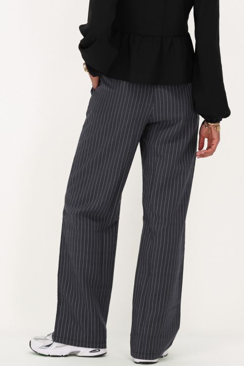 Donkerblauwe wide leg broek met strepen