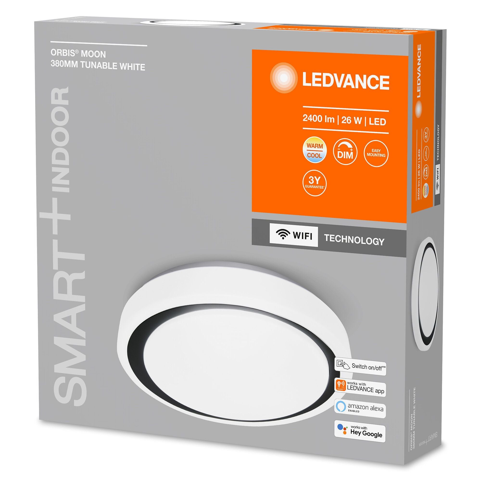LE_SMART  MOON Wand-/Deckenleuchte klein - Schwarz / B: 38.0 cm x T: 38.0 cm x H: 8.5 cm