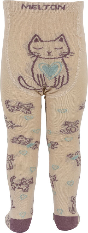 Melton Cat love tights Ivory cream