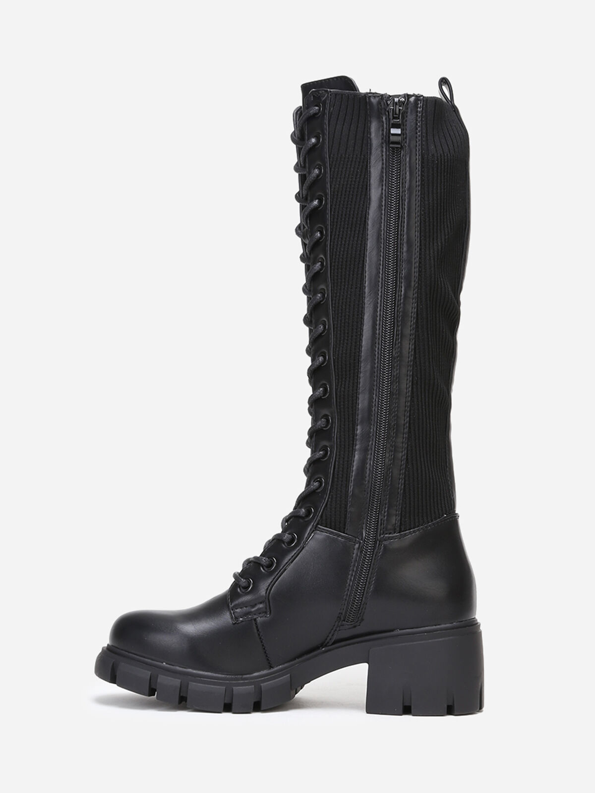 Bottes rangers crantées bi-matières- Noir