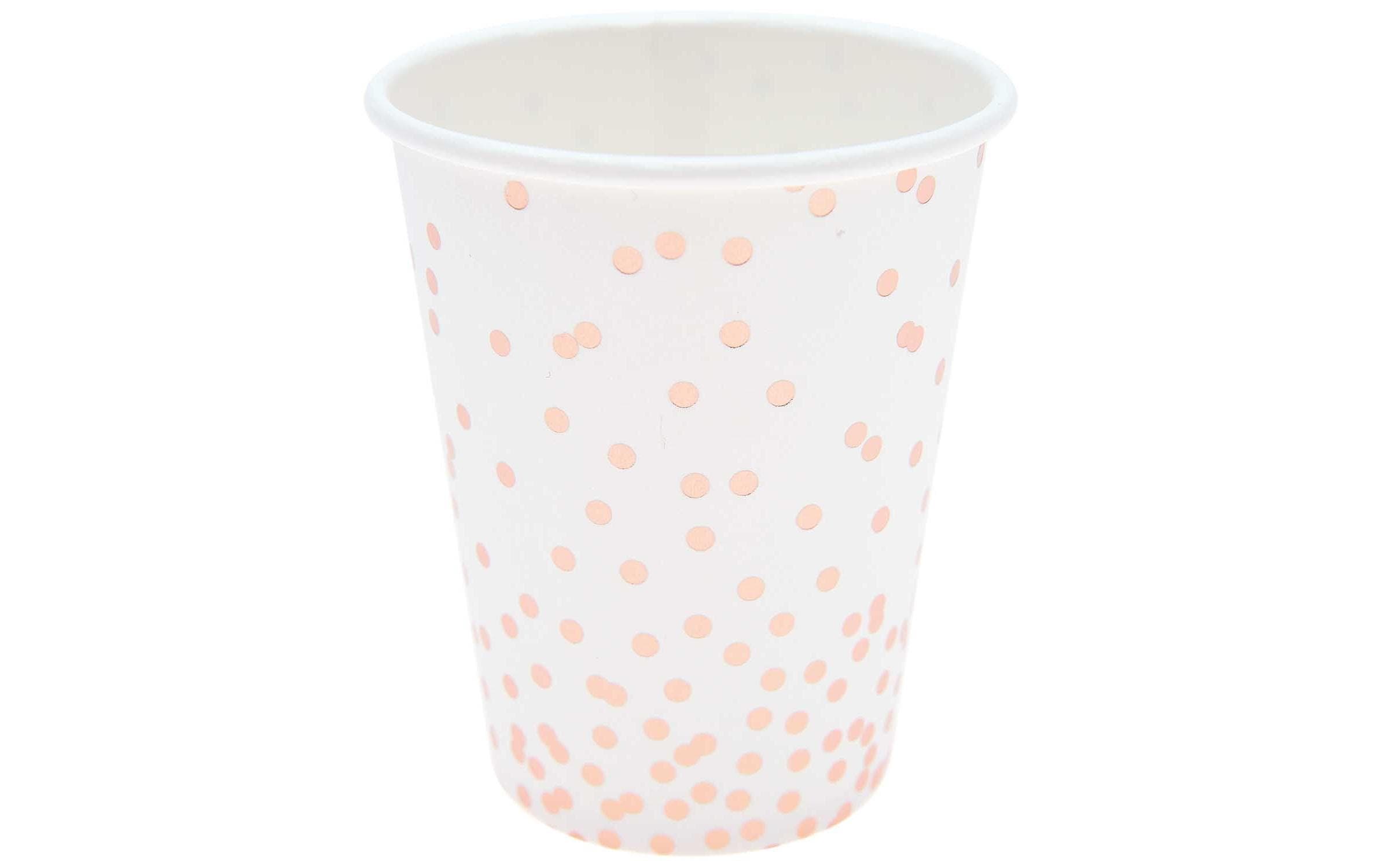 Einwegbecher 200 ml 12 Stück, Pink/WeissPappbecher mit rosa Punkten
