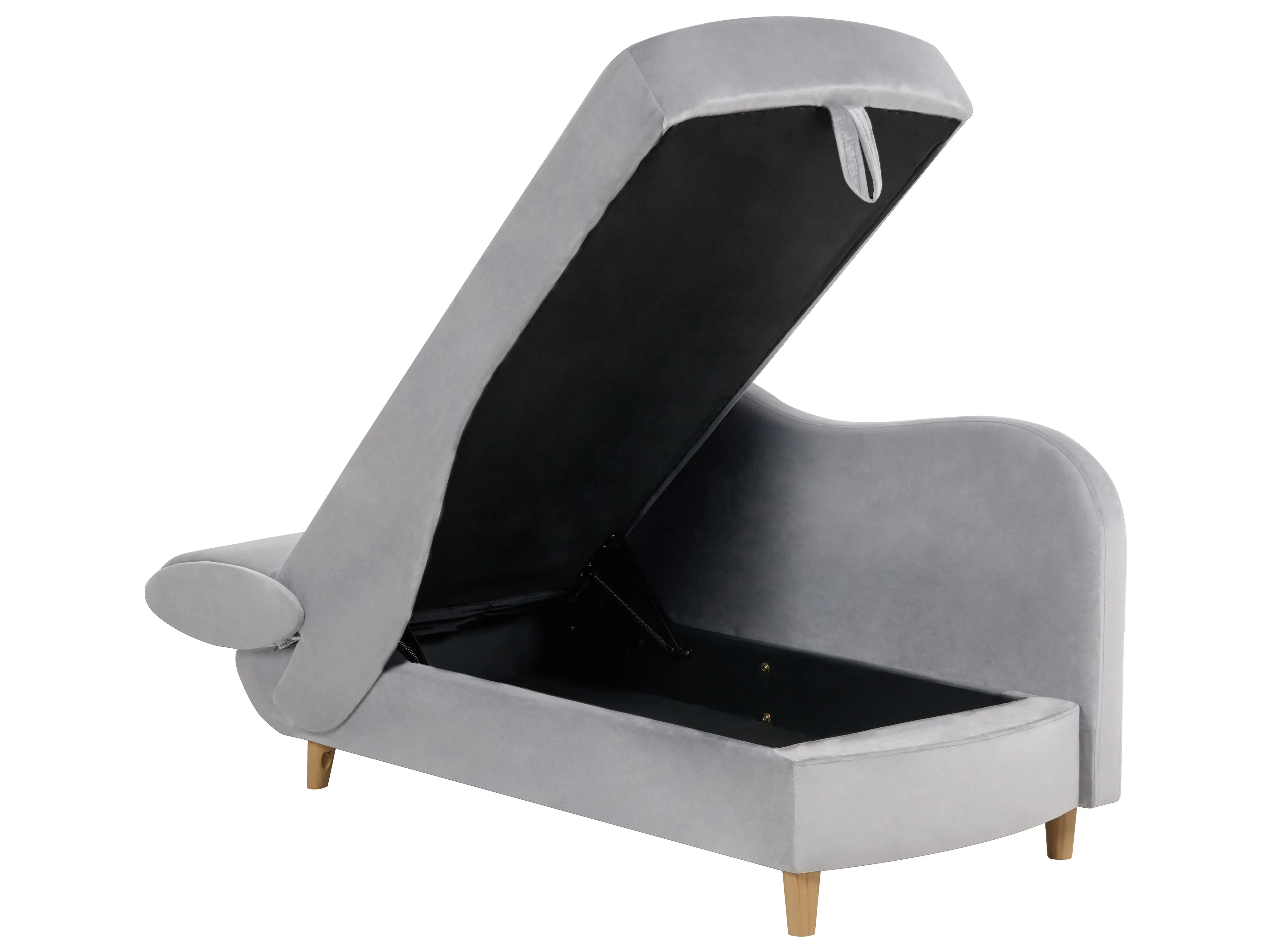 Linkszijdige chaise longue MERI Fluweel Lichtgrijs met opbergruimte