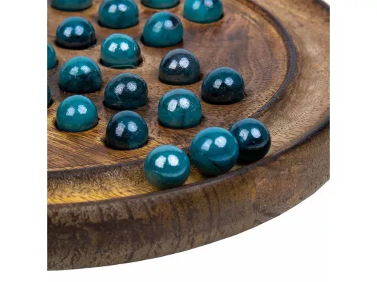 Solitaire rond avec billes de verre en bois marron d22x2h