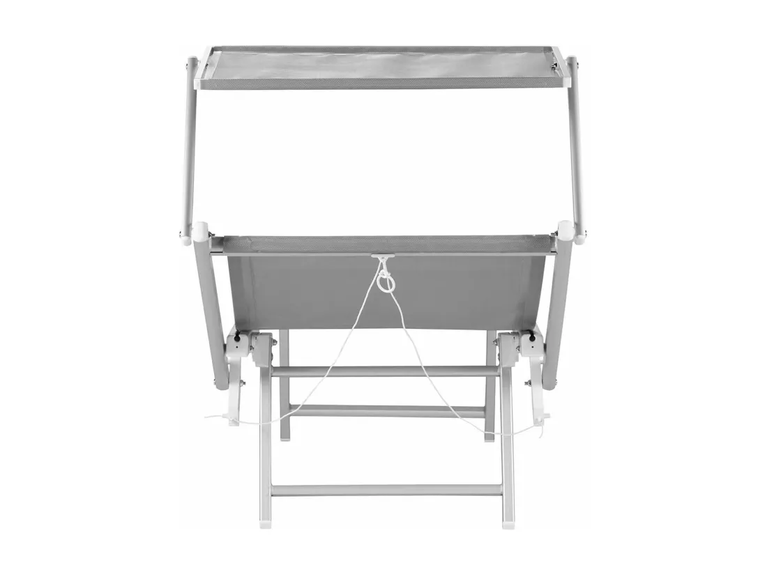 Bain de Soleil en Aluminium Gris Auvent Réglable pour Jardin et Plage