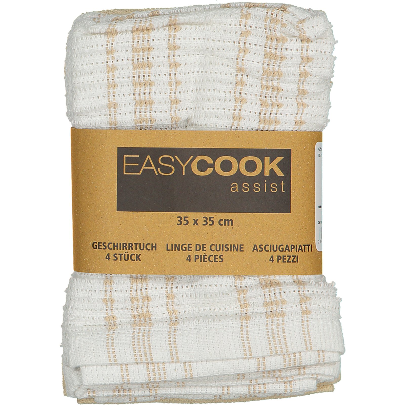 Geschirrtuch 4er-Pack 35 x 35 cm Streifen uni beige