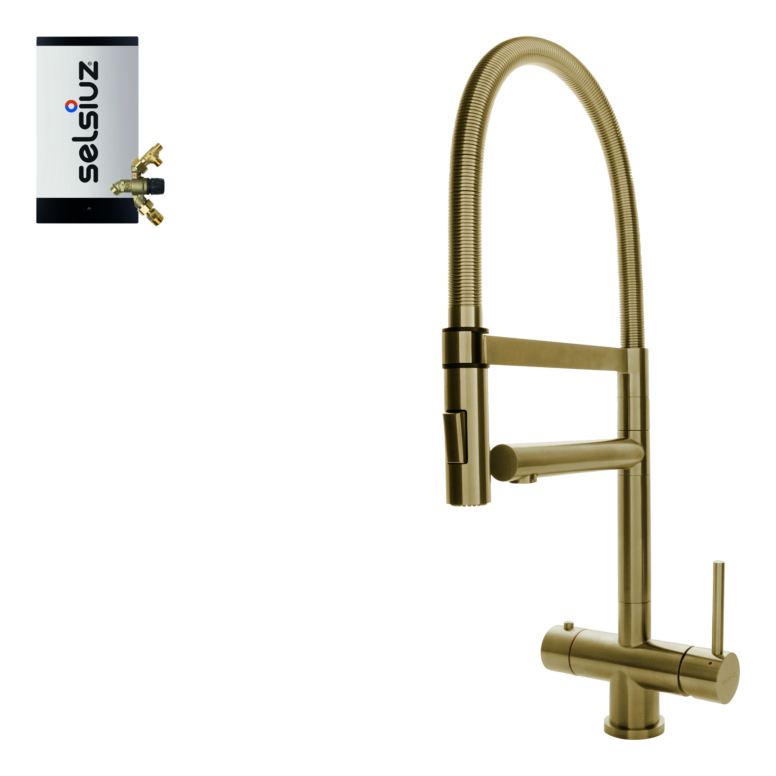 Selsiuz Inox XL kokend water kraan met combi extra boiler gold