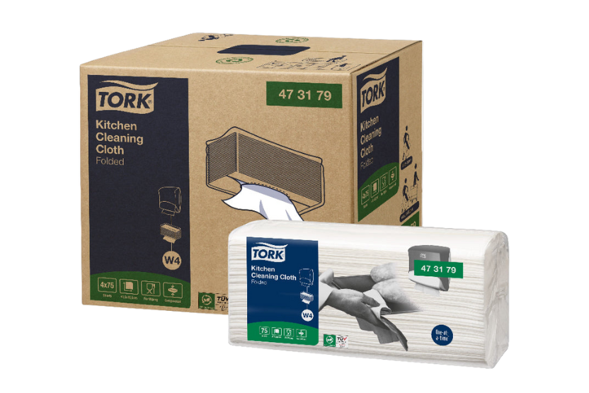 Tork® W4 Gevouwen Reinigingsdoeken 4x75 doeken Extra Absorberend Wit (