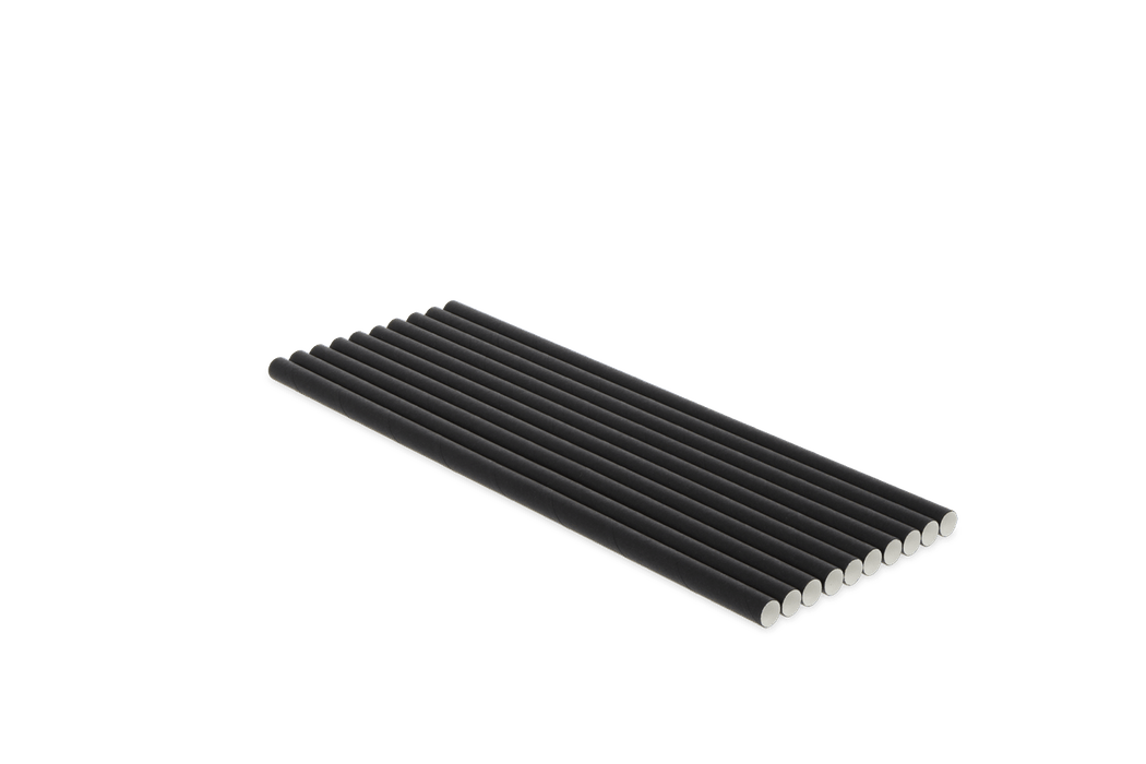 Papieren rietjes zwart 230x8mm BIO - 100 stuks