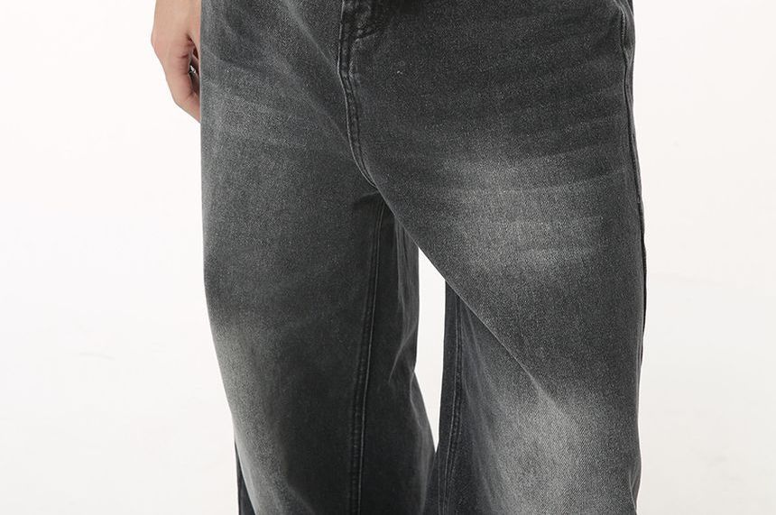 FAERIS - Mid Rise Washed Wide Leg Jeans