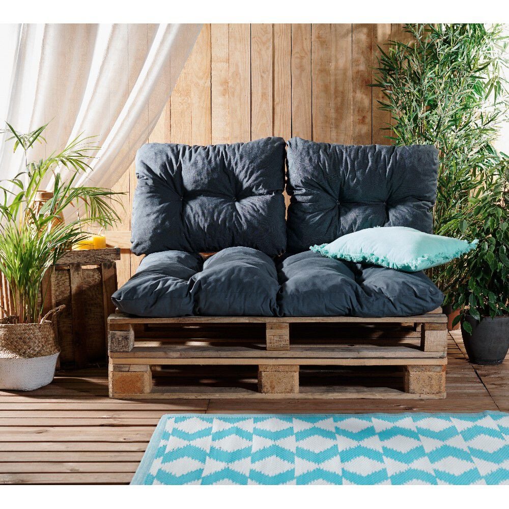 Coussins pour salon en palette gris x 3