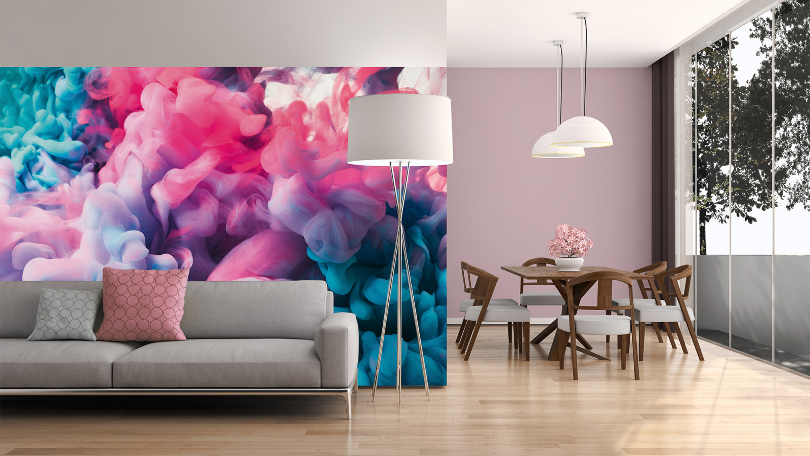 Fototapete DESIGNWALLS - rosa-blau - Modern Art - 2,55 Meter