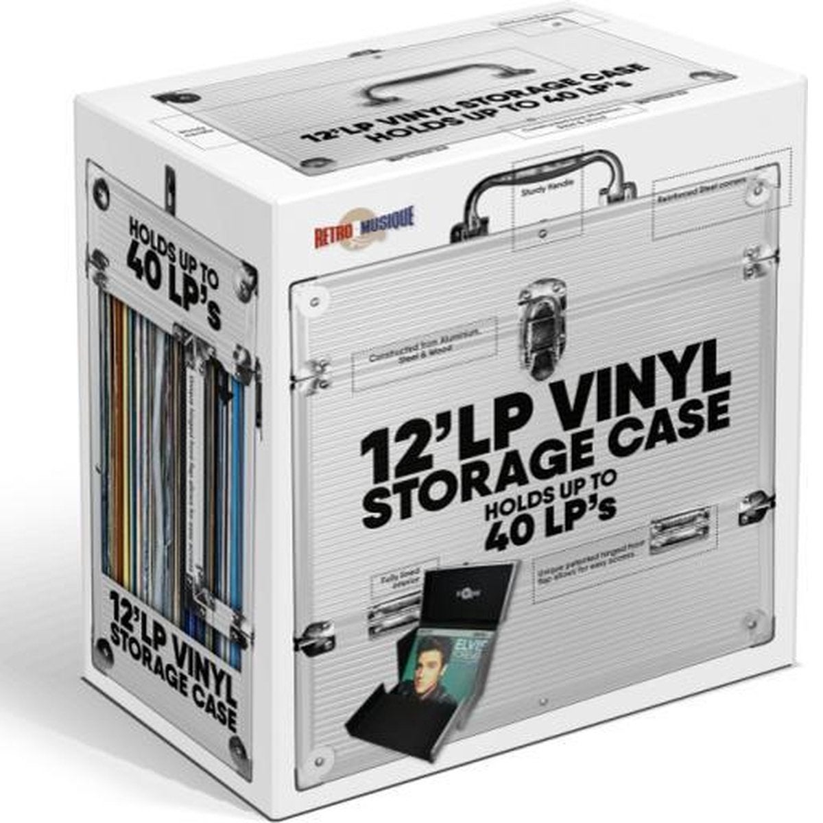 Retro Musique KXRM 03 platenkoffer zilver