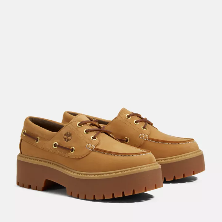 Chaussure bateau Stone Street pour femme en jaune